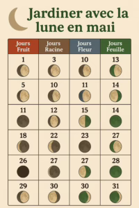 Lire la suite à propos de l’article Jardiner avec la lune en mai : conseils pratiques