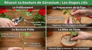Lire la suite à propos de l’article Géranium et bouturage : astuces pour multiplication réussie