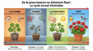 Lire la suite à propos de l’article Entretien de bouture de géranium mois par mois