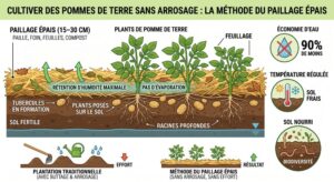 Lire la suite à propos de l’article Peut-on planter des pommes de terre sans arroser ? Méthodes et résultats