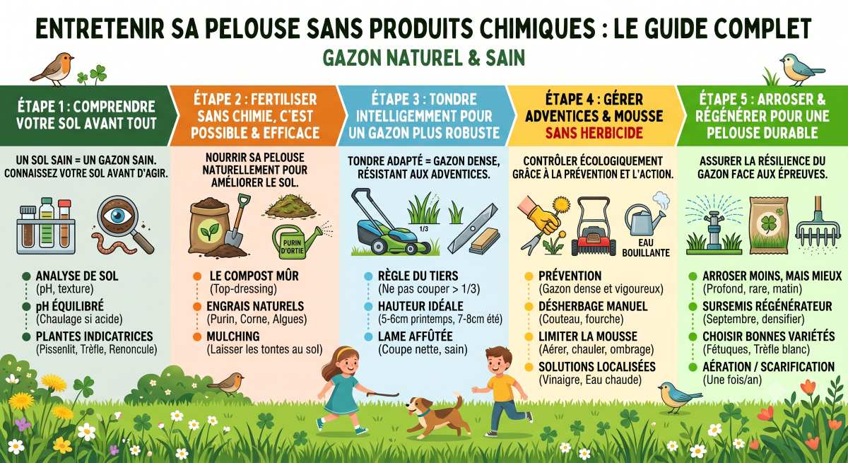 You are currently viewing Entretenir sa pelouse naturelle sans produits chimiques
