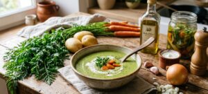 Lire la suite à propos de l’article Soupe de fanes de carottes délicieuse et savoureuse