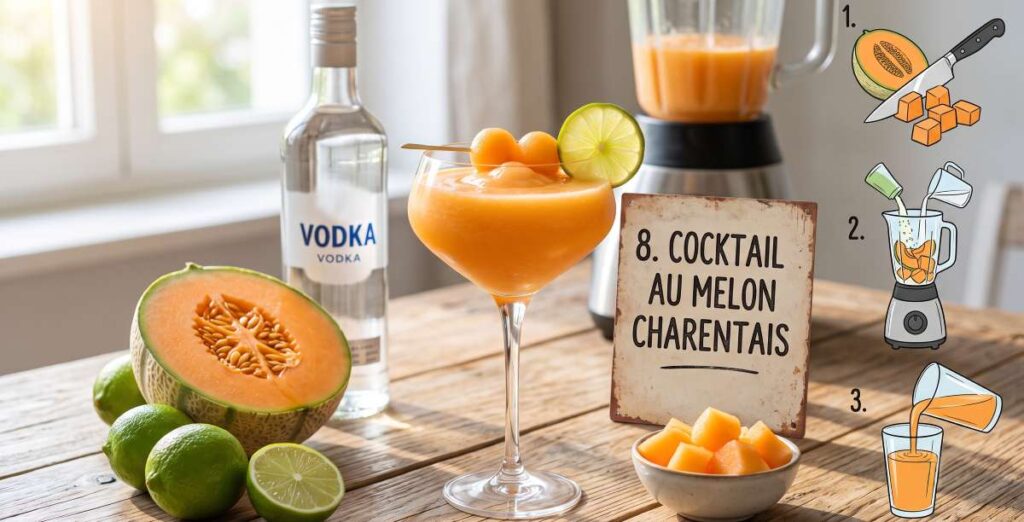 ocktail au melon charentais, vodka et citron vert