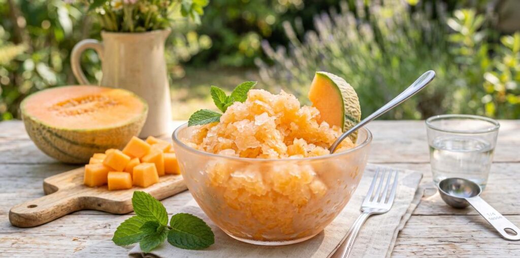 Granité rafraîchissant au melon charentais