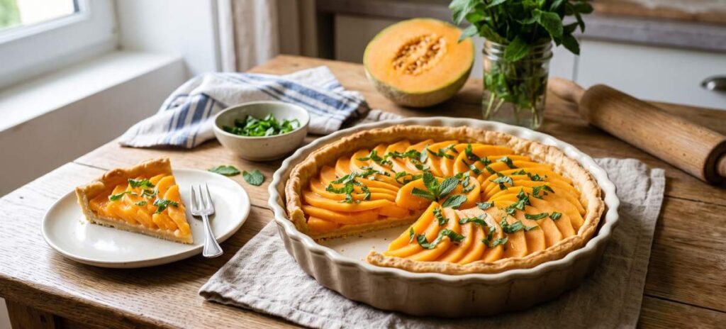 Tarte au melon charentais et menthe fraîche